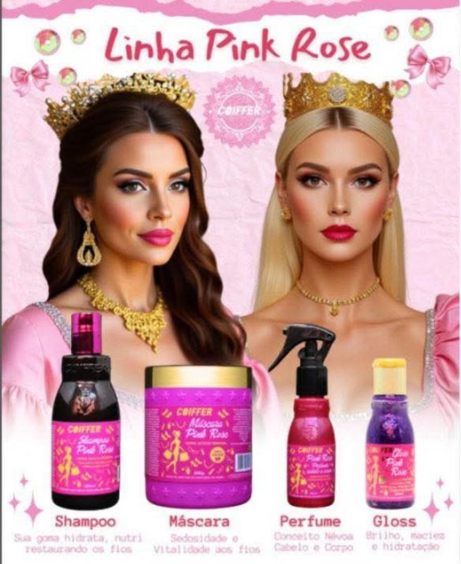 Máscara Pink Rose Coiffer 500grs Hidratação Nutrição e Restauração